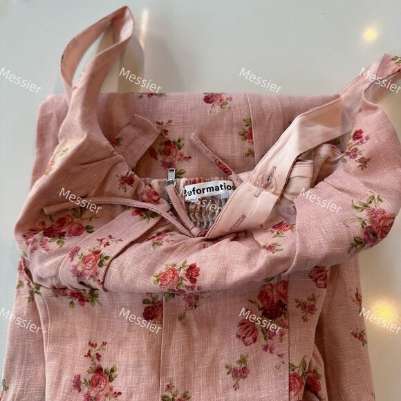 Reformation Balia Linen Dress in TeaTime - Picture 8 of 13